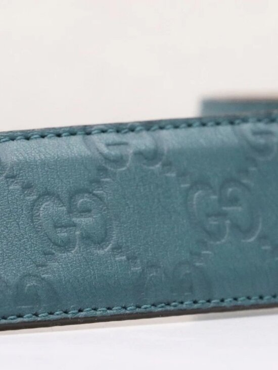 GUCCI Microguccissima Embossed Teal Leather Belt Size 95-38 main image 6